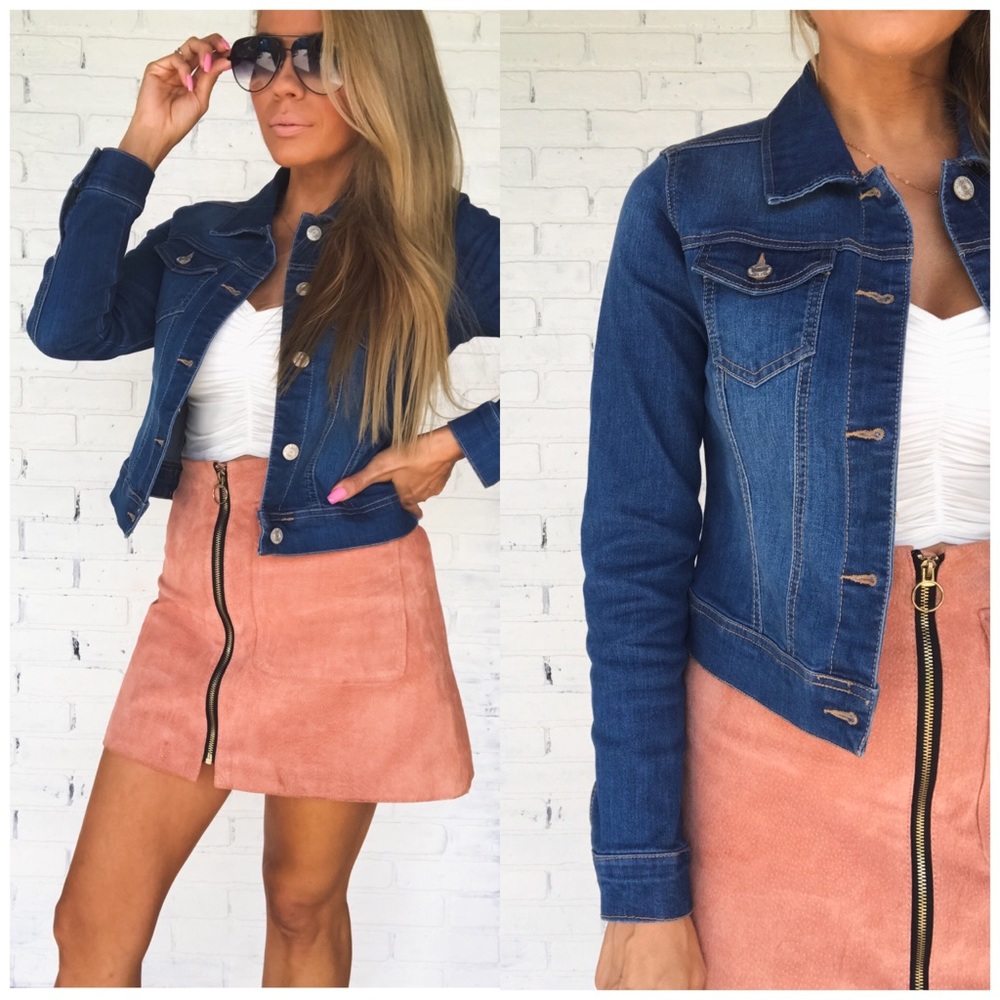 NEW! denim Jean jacket blue stretch jacket jackets